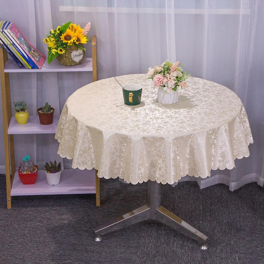 European Style Home Hotel Round Table Cloth Round Tea Table Thickened PVC Blend Waterproof Oil Resistant Washable Table Cloth