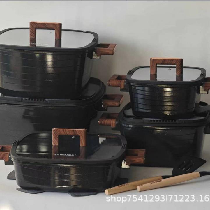 Maifan Stone Non-stick Double Ear Stew Pot for Induction and Gas чёрный