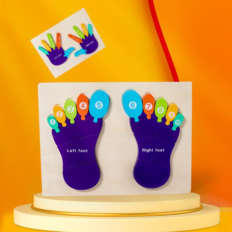 3D Wooden Puzzle: Hand, Foot, & Sole Cognitive Blocks for Early Childhood Education