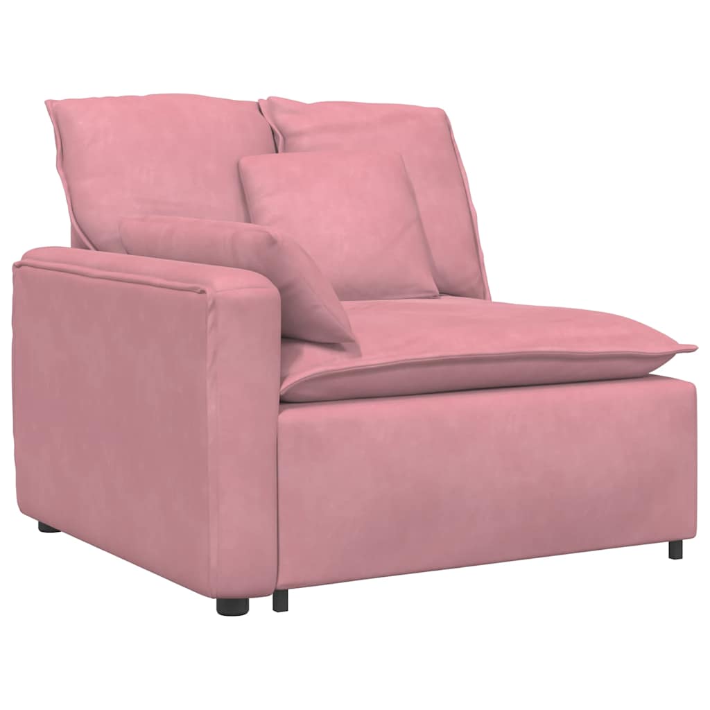 Modular Sofa End Module with Armrest and Cushions Pink 100 Cm