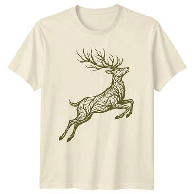 Hirsch Zweige Wildtiere Herren T-Shirt Saubere Grafik