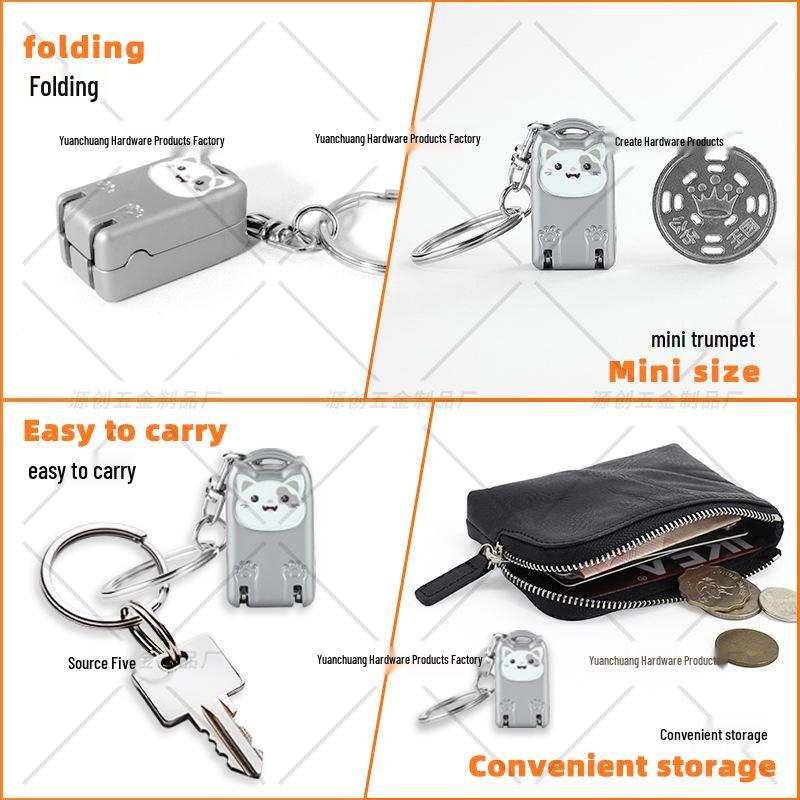 Mini Foldable Nail Clipper with Keychain - Portable Flip-Top Kitten Design