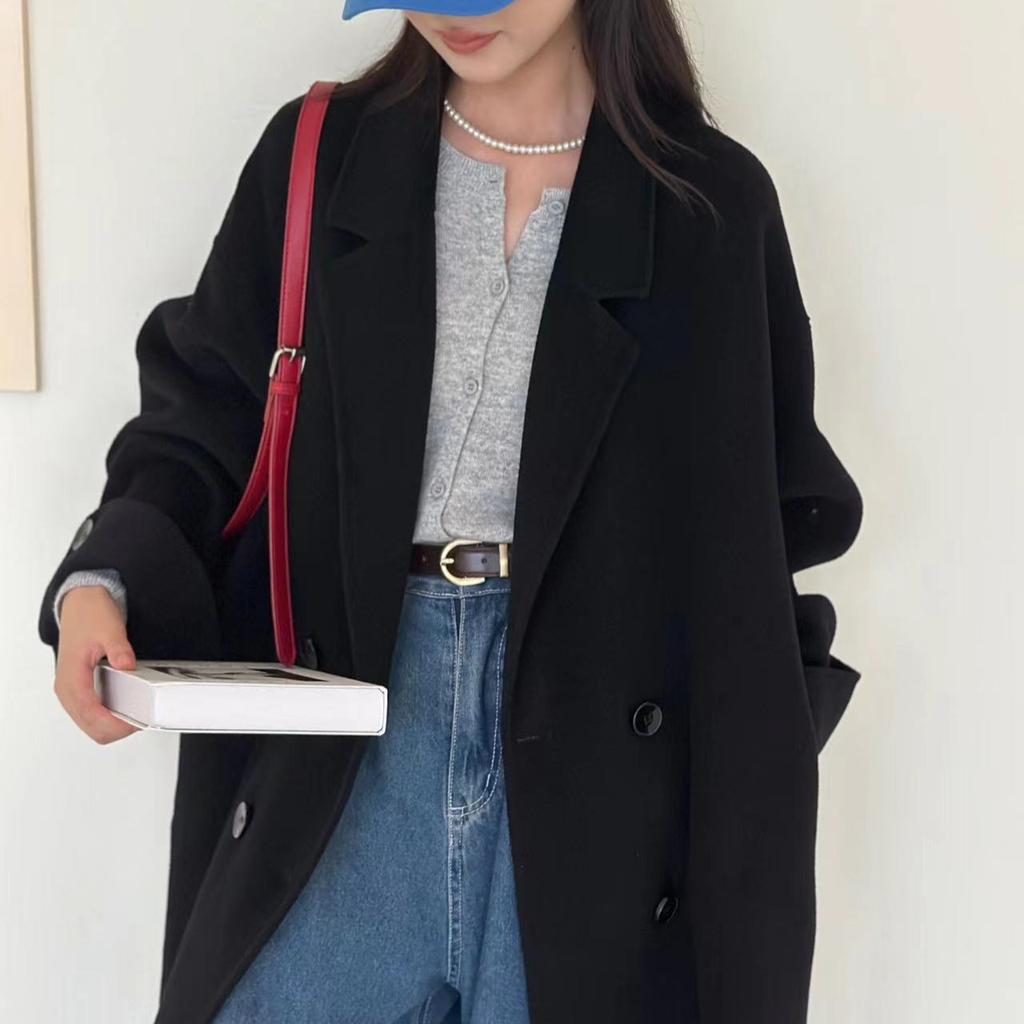 New Year Red Woolen Coat Women's Winter Double-sided Woolen Coat Versatile Long