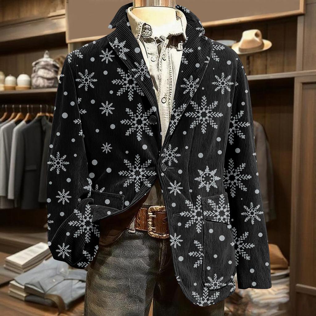 Giacca Cardigan da Uomo Brutta Natalizia in Velluto a Coste Calda con Tasche Abito Casual da Uomo