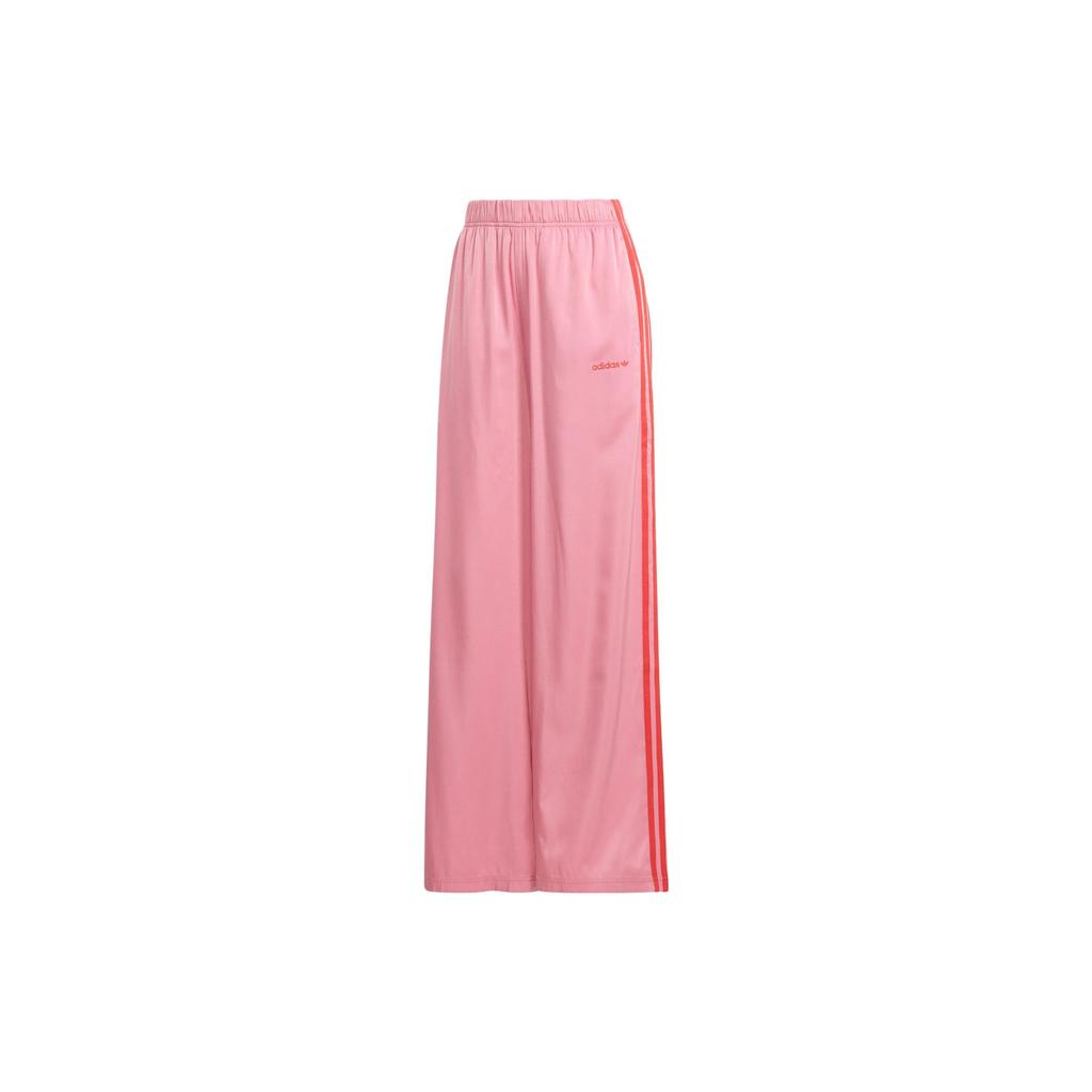 Adidas Originals Wide Leg Pants Side Stripe Straight Leg Knit Sports Pants Women Pants Pink IT8169