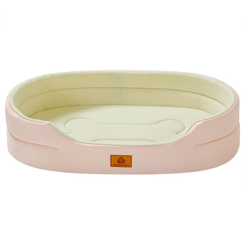 Polar Fleece Dog Bed Waterproof 600D Oxford Cloth and Winter Warm Polar Fleece Double Sided Available Suitable for All Seasons S 35X25X10CM розовый