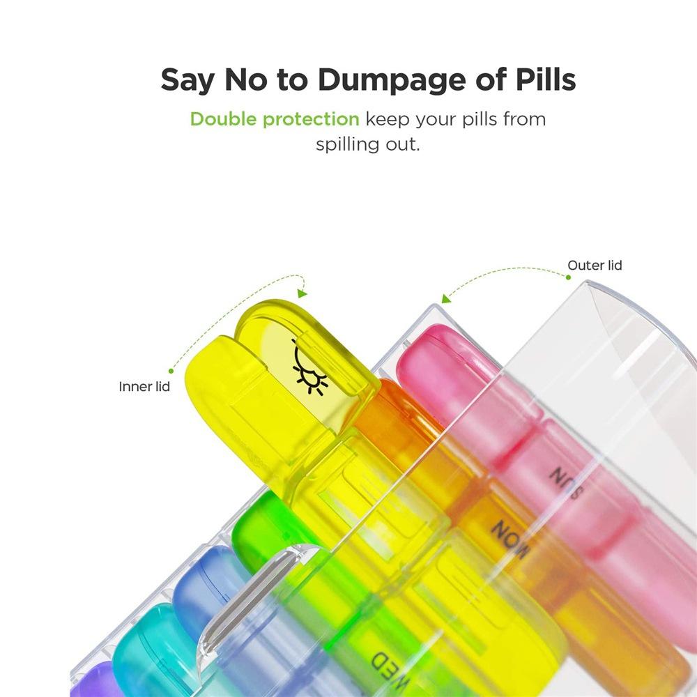 Plastic Pill Organizer Tablet Dispenser 7 Days Weekly Medicine Container with 21 Compartments Weekly Pill Organizer