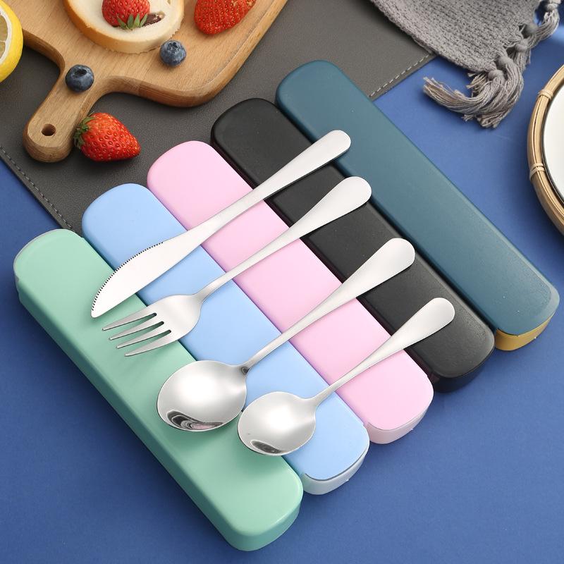 Portable Tableware Spoon Fork Four-piece Set Household Student Tableware Set Fit Outdoor Tableware Cutlery Set4