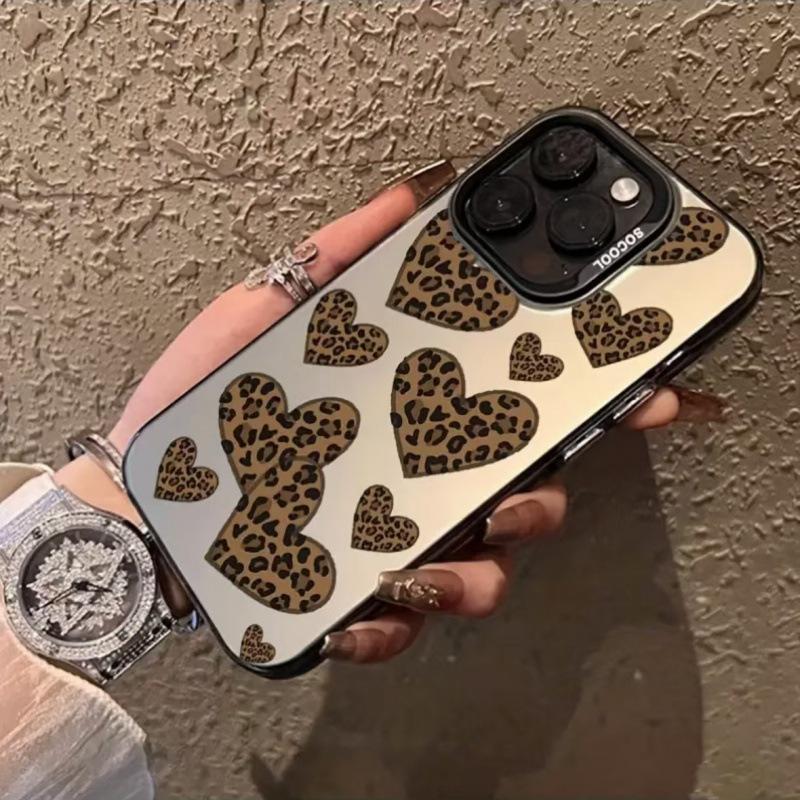 Love Leopard Print Is Suitable for Apple 15Promax Mobile Phone Case iPhone16Pro New 14 Cute 13Pro Premium.
