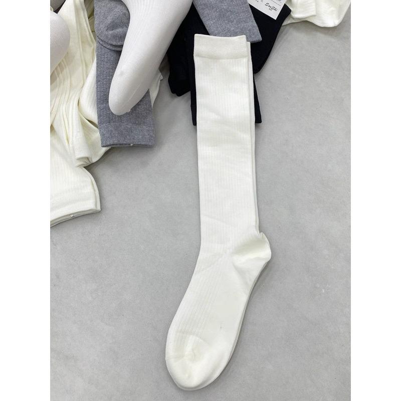 Ladies Spring and Autumn Assorted Vertical Stripe Solid Color Pressure Tube Calf Socks