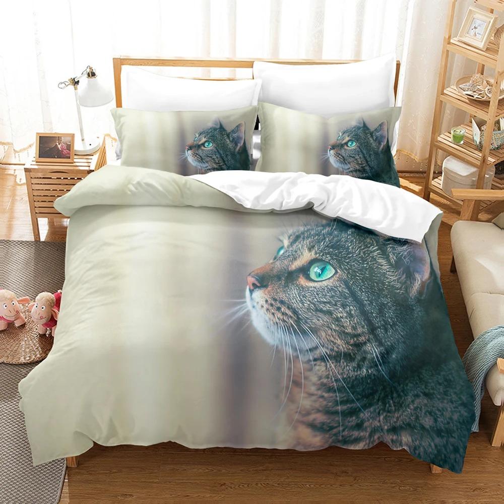 23 Dieren Schattig Kat Beddengoed Set Voor Kinderen Volwassenen Schattig Dekbedovertrek Dubbel King Volledige Maat Decor Home Beddengoed Mode Katten