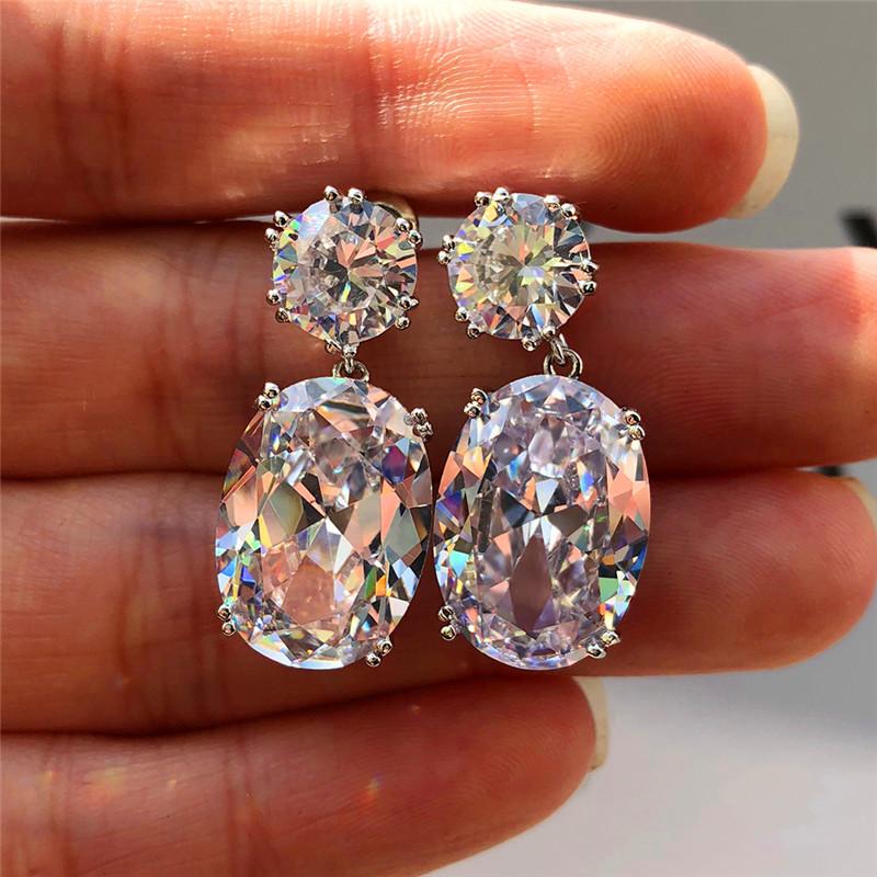 Earrings - Elegant and Fashionable Ladies' Large Diamond Earrings - Earrings