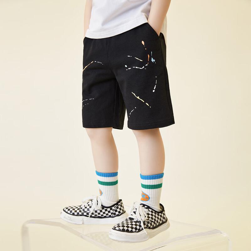 DODUODUO Boys' Ink Dot Print Soft Stretchy Sports Shorts