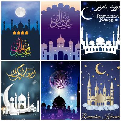 3D-Vollquadrat-Diamantgemälde, muslimischer Mond, Religion, Diamant-Stickerei, Kirche, Strass-Set, handgefertigtes Geschenk, Wandkunst