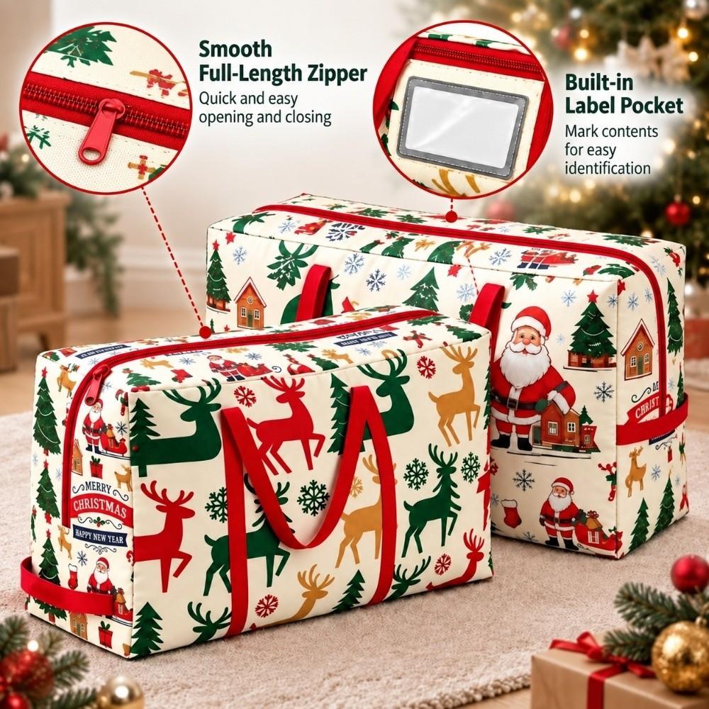 Cartoon Print Christmas Tree Storage Bag Oxford Cloth Christmas Ornament Storage Bag Ornaments