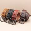 Men's Belt Genuine Leather Belt Double-pin Buckle Layer Cowhide Retro Youth Belt