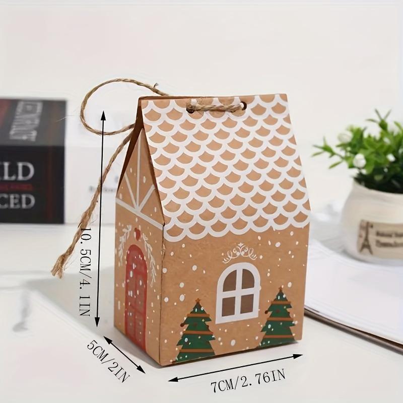 1 /30 Pcs Christmas Candy Gift Box with Tag Kraft Paper Cookie Snack Packing Bags 2025 Xmas Party Home Decoration New Year