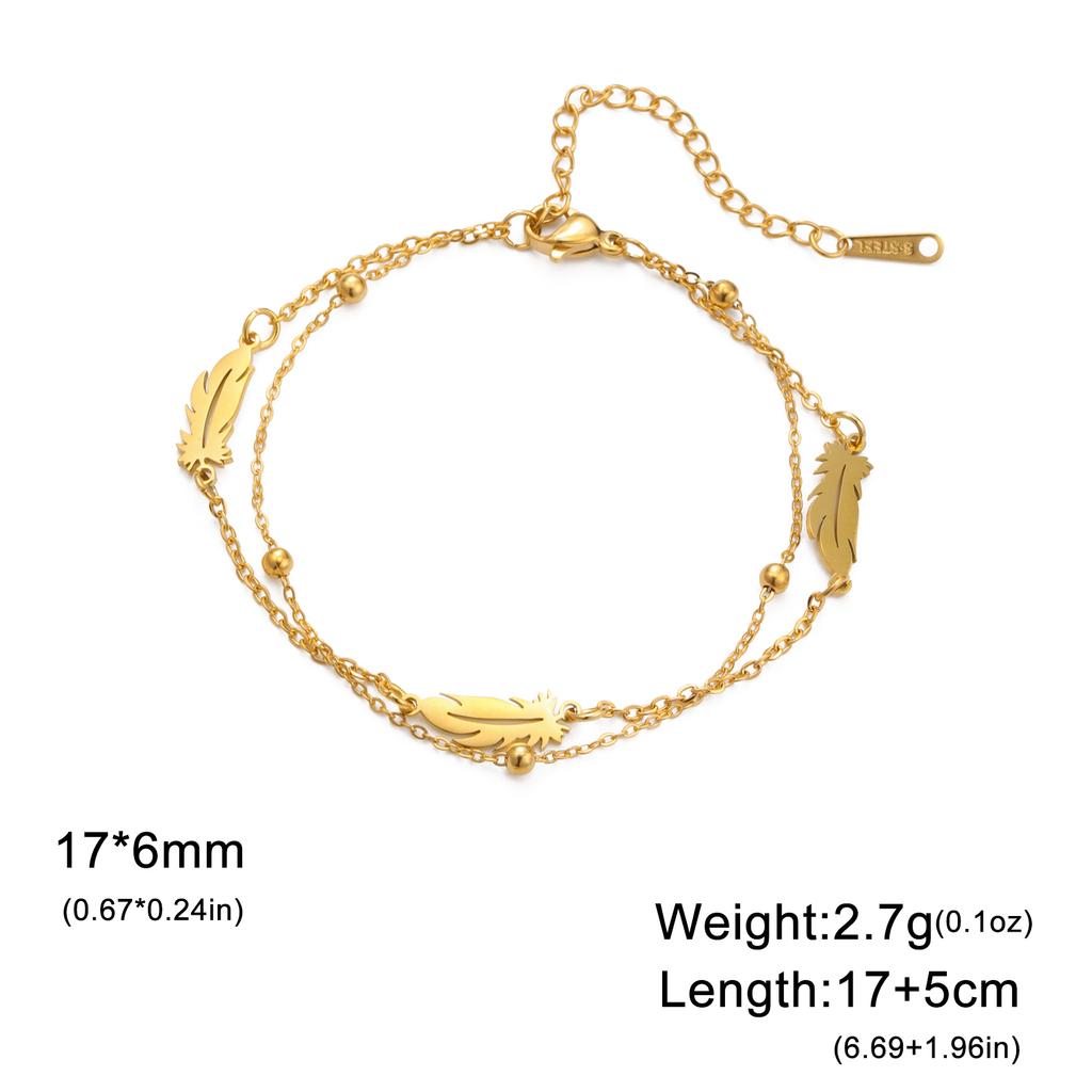 Cazador Feather Charms Women's Bracelet Stainless Steel Jewelry Beads Chain Hand Bracelet Birthday Gift Trend 2026 Wholesale