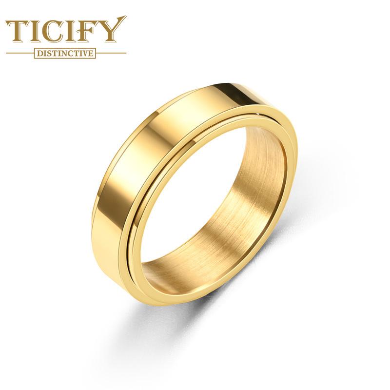 

Вращающееся динамическое кольцо из титановой стали, женское минималистское кольцо, кольцо 11 золотой