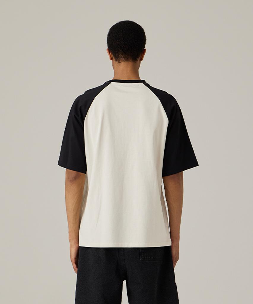 URBANAGE No Time Raglan Color Block Oversized Short Sleeve Black