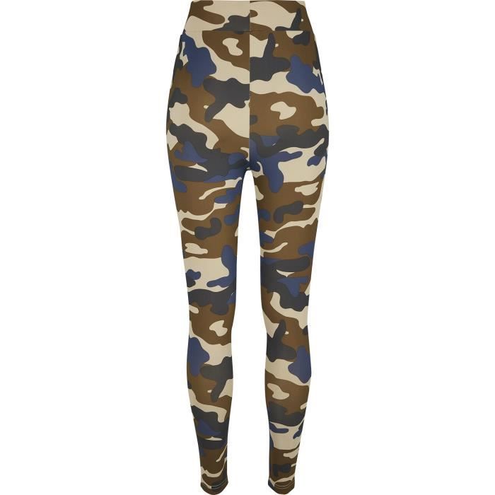 Legging Femme - Urban Classics - Taille Haute - Camouflage Blue Camo - Fitness - Respirant