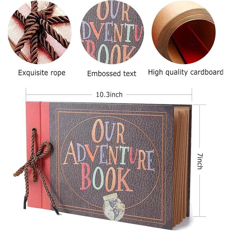 Handcrafted Scrapbook Adventure Book - DIY Lanyard Photo Album Adventure Book Album Paste-Style Creative Vintage Photo Album