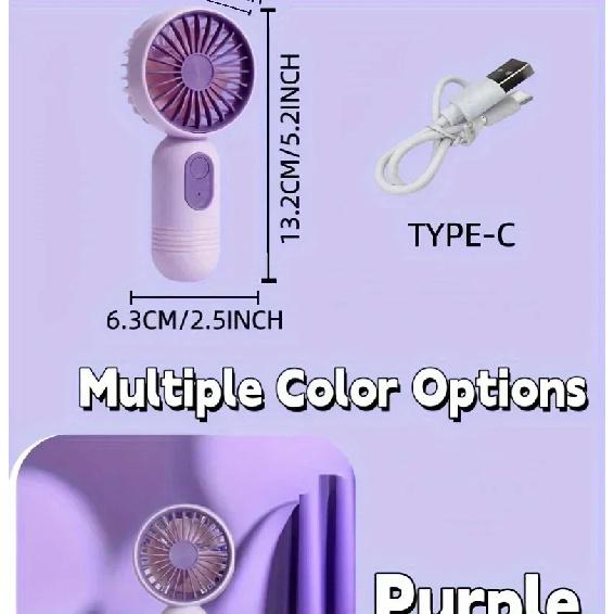 XIAOTREE Portable Fan USB Rechargeable 3-speed Handheld Fan for Men and Women Suitable for Office Outdoor Travel and Camping