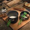 1set Camping Portable Cookware Hard Aluminum Alloy Material 1-2 Person Pot for Outdoor Camping Cooking Baking Equipment Tools