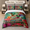 Owl Birds Theme Custom Text Or Name 3Pcs Bedding Set 1 Flat Sheet & 2 Pillowcases Personalized Home Bedding