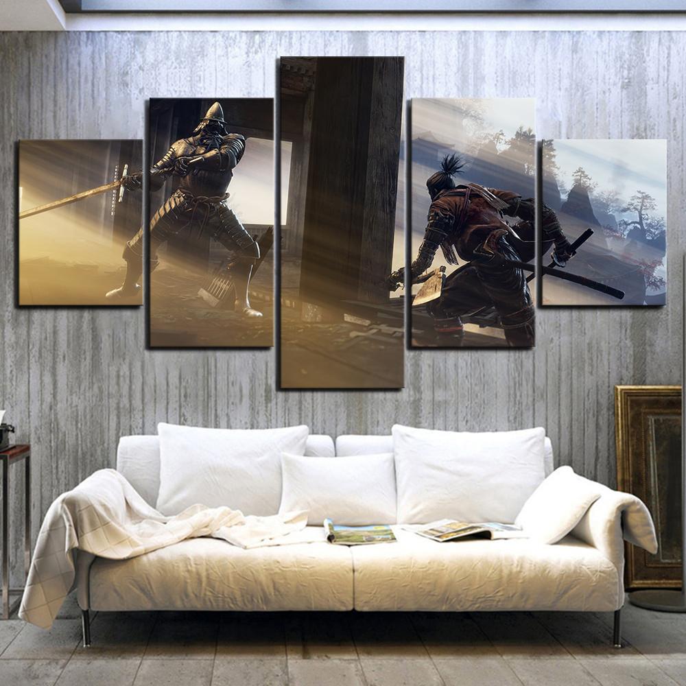 Unframed 5Pcs SEKIRO Shadows Die Twice Games Canvas Posters Wall Art Pictures HD Paintings Home Decor for Living Room Decoration