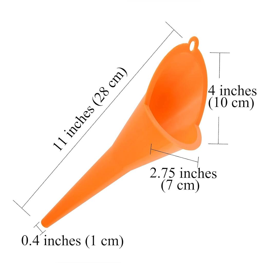 Annurssy Multi-Function Plastic Long Neck Oil Funnel - for All Automotive Oils Lubricants Engine Oils Water Diesel Fuel Kerosene and Other Liquids (4