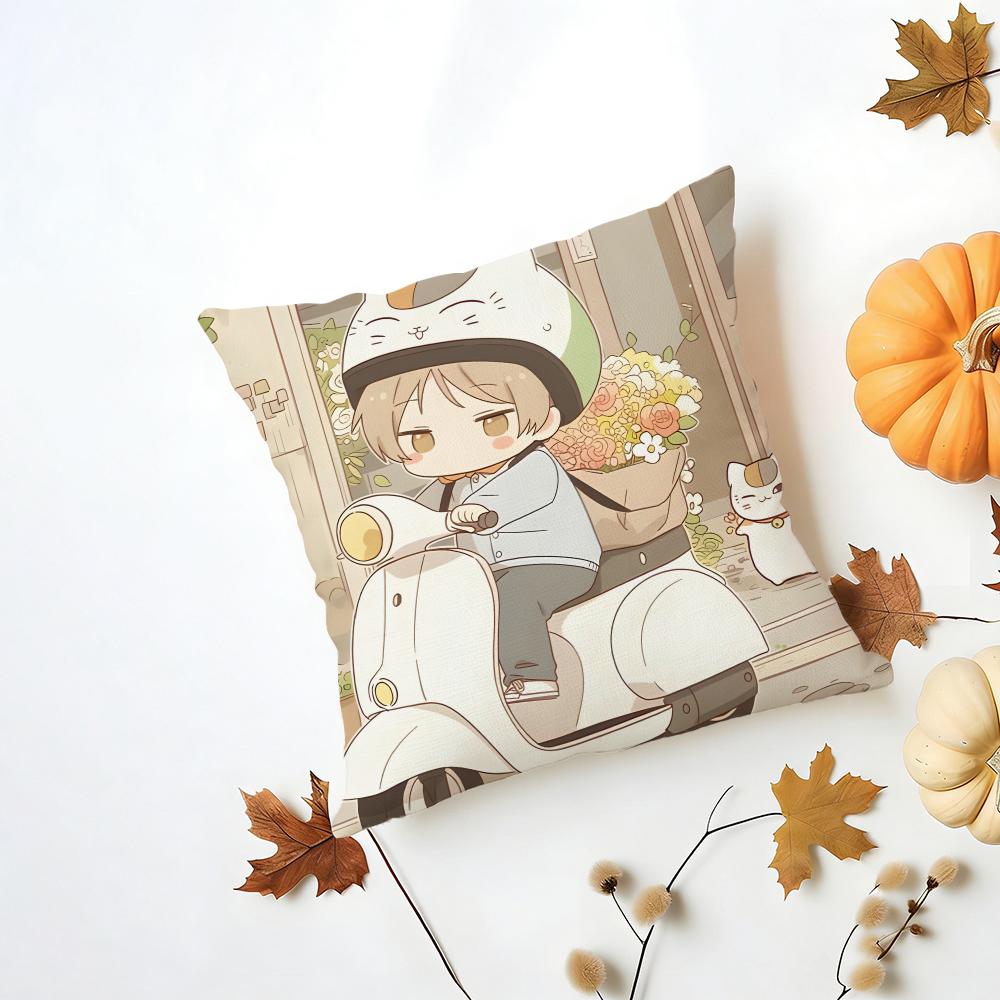 NNyankosensei Cushion Cover Washable Linen Pillowcase Soft for Daily Sofa Bed Home Room Decor