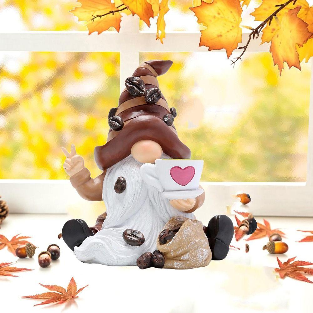 Resin Gnome Figurine Funny Miniature Sculpture Micro Landscape Coffee Dwarf Statue  New Year