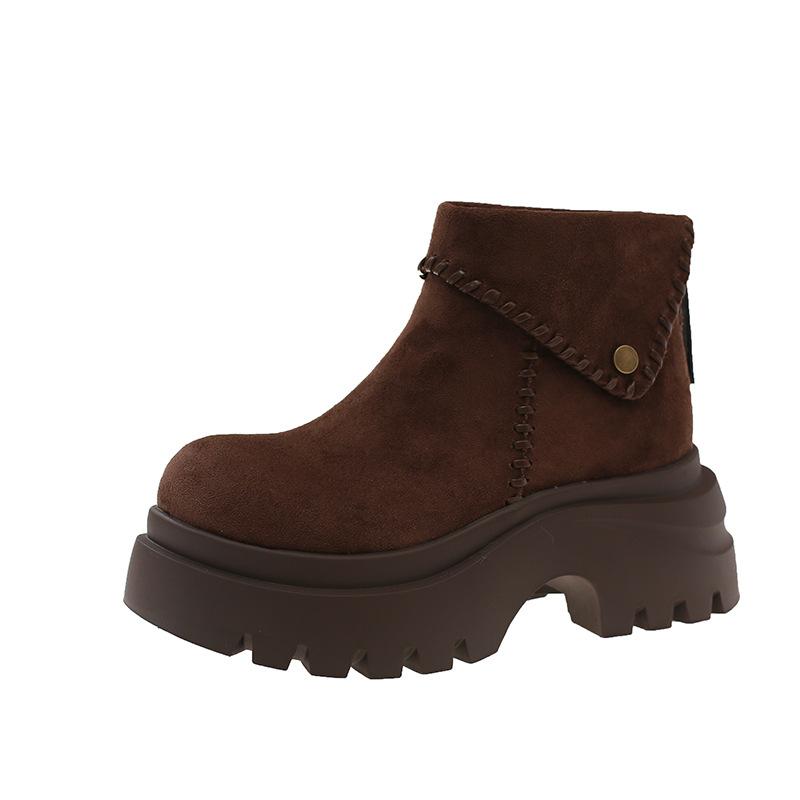 Cowhide version Martin boots women's thick-soled heightened thick heel thin small boots women's short boots Chelsea boots