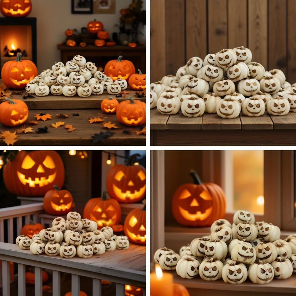 Creative Simulation Pumpkin Statue Props, Home Yard Bonsai Accessories Garden Miniature Sculpture, Suitable for Halloween