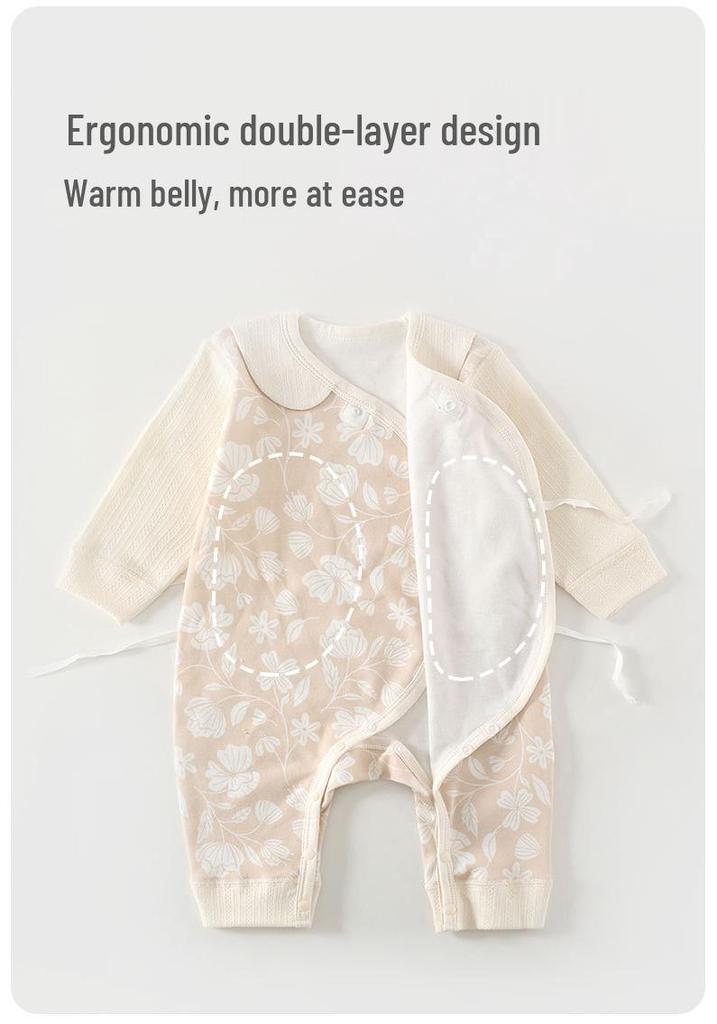 Newborn Pure Cotton Baby Jumpsuit: Spring & Autumn Monk Style Bodysuit for Infants & Toddlers