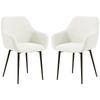 Set of 2 Nordic Dining Chairs Padded with Curved Armrests in Velvet-Effect Fabric, 54x57x80 cm, Cream