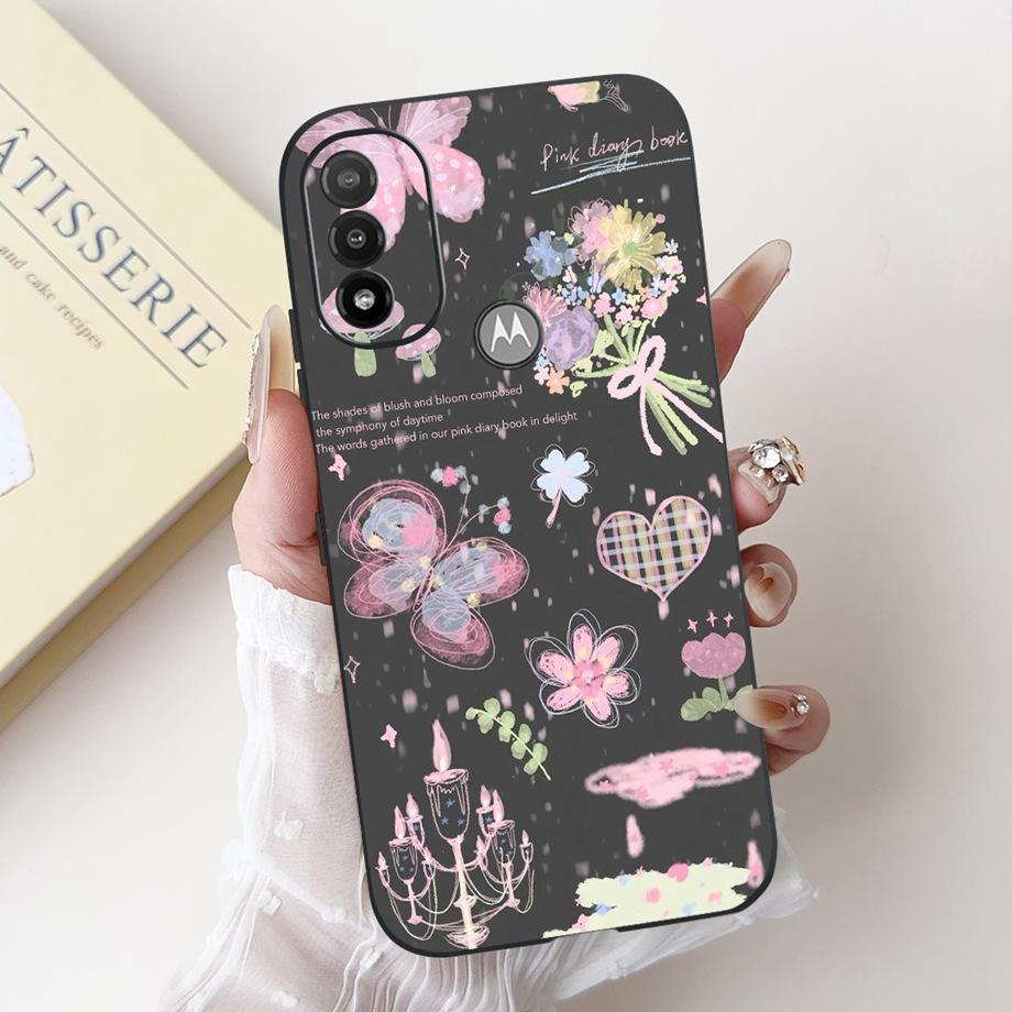For Motorola Moto E20 E30 E40 E22 E22s E22i Phone Case Back Cover Soft Matte Silicone Slim Fundas Lovely Panda Rabbit Flower