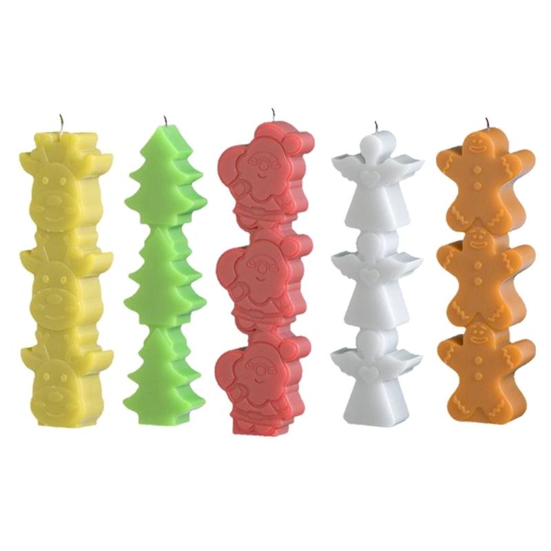 Holiday Silicone Baking Mold Santa Reindeer Angel Gingerbreads Man Candle Chocolate Maker With Nonstick Front