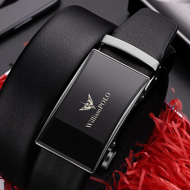 WILLIAMPOLO Men's Automatic Buckle Leather Belt