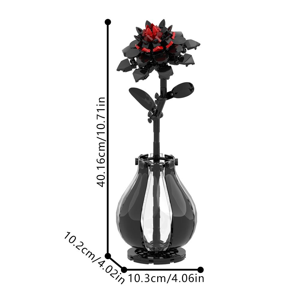MOC Rote Dahlie Blumenbausteine Modell Dahlie Tianzhu Pfingstrosenpflanze Blumenbausteine Spielzeug Romantisches Valentinstagsgeschenk für Paare