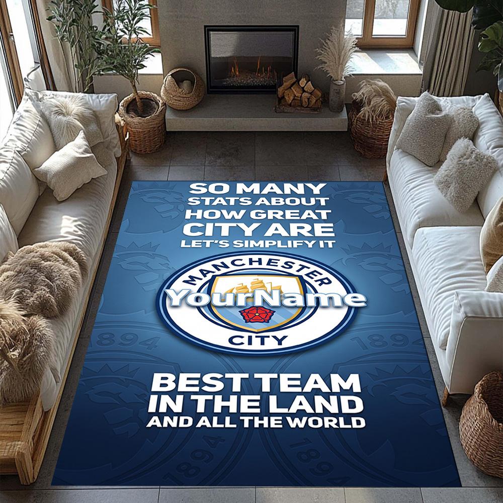 Manchester City Customize Your Name Carpet Perfect for Outdoor Kitchen Entryway Foyer Antislip Carpet Anime Office Decor Best for Christmas