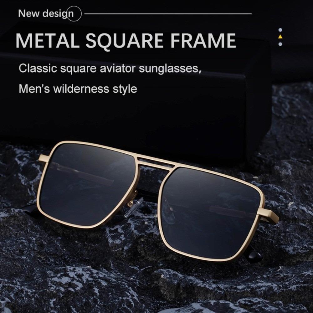 Punk Double Beam Sun Glasses Big Frame Men Eyewear Personalized Square Sunglasses  Unisex