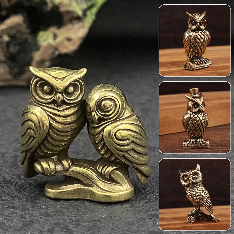 Vintage Metal Owl Figurines Ornament Intricate Design Exquisite Craft Various Styles Home Office Decoration