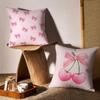 Pink Bow Cherry Pillow Case Sofa and Living Room Decorative Cushion Covers Dust-proof and Mite-proof Invisible Zipper