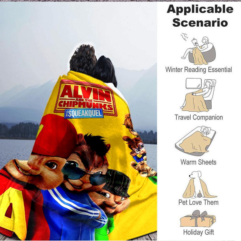 1Pc Alvin Chipmunks Squeakquel Blanket Soft And Comfortable Casual Warm Camping Travel Christmas Halloween Xmas Gift M924496