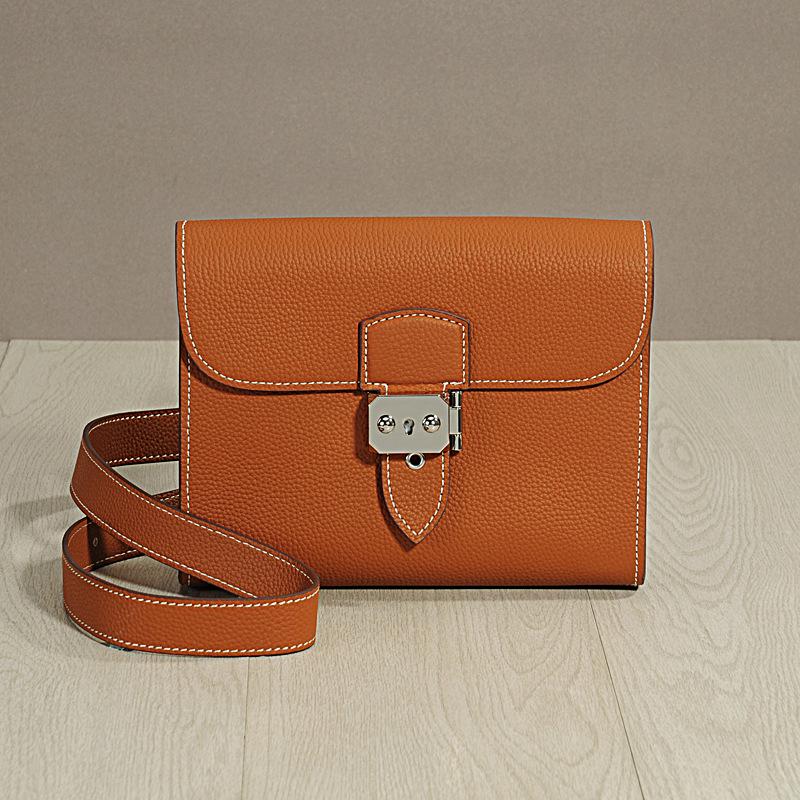 Korean Style Genuine Leather Crossbody/Clutch Bag - Large Capacity, Cowhide, Dual-Purpose