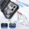 For Motorola Razr Ultra 2025 / Razr Ultra 2026 with Built-in Screen Protector,Ring Holder Hinge Protection Rugged Case Translucent Matte Cover-Black