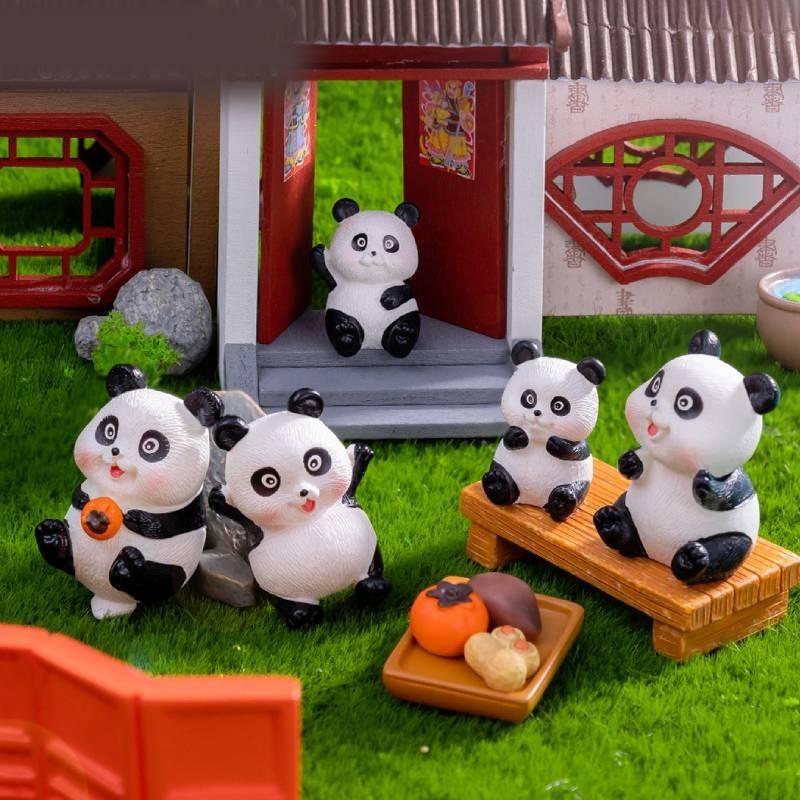Resin Panda Diy Figurines Microlandscape Craft Set Miniature Tea Decor Party