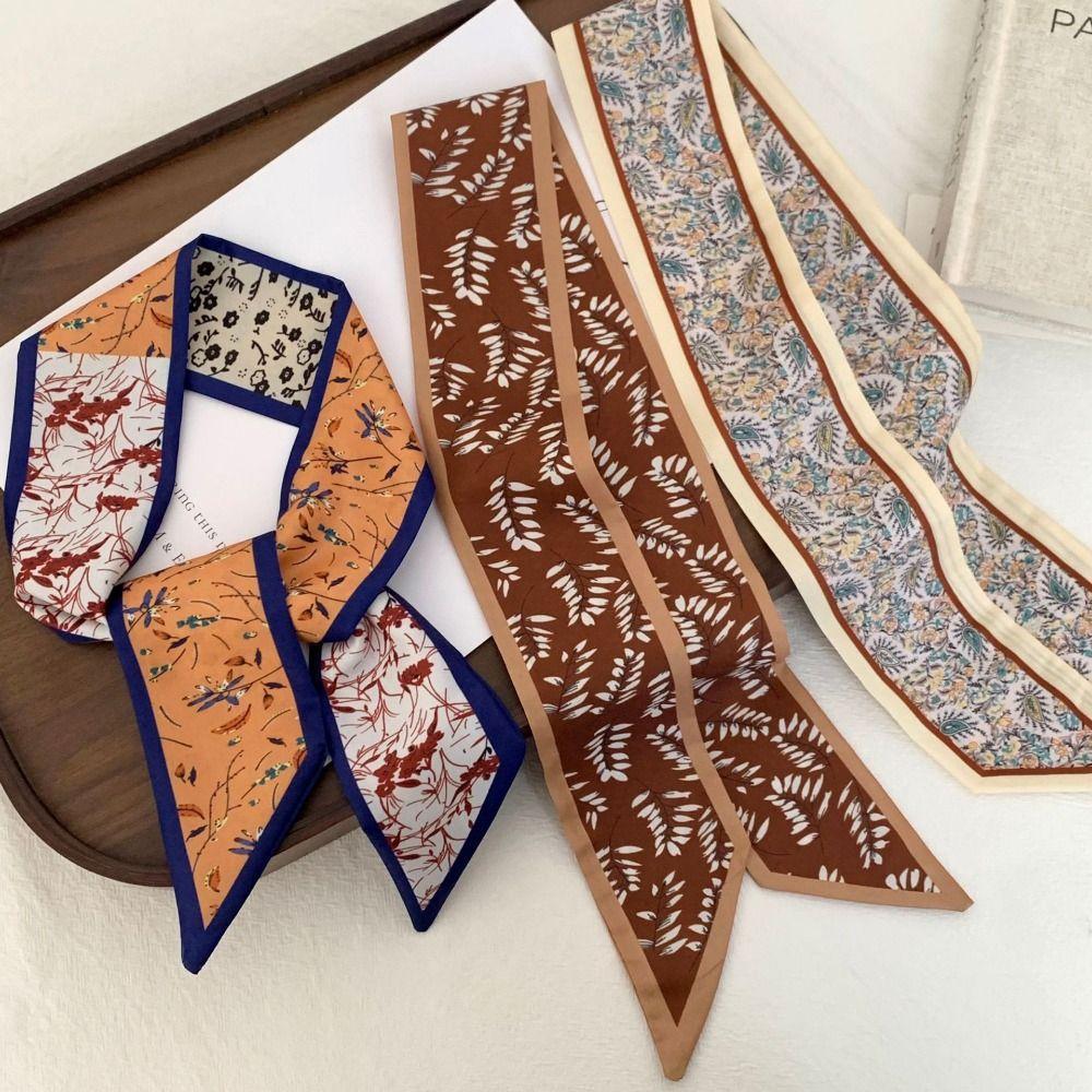 Luxury Neck Strap Long Hair Band Fashion Silk Scarves